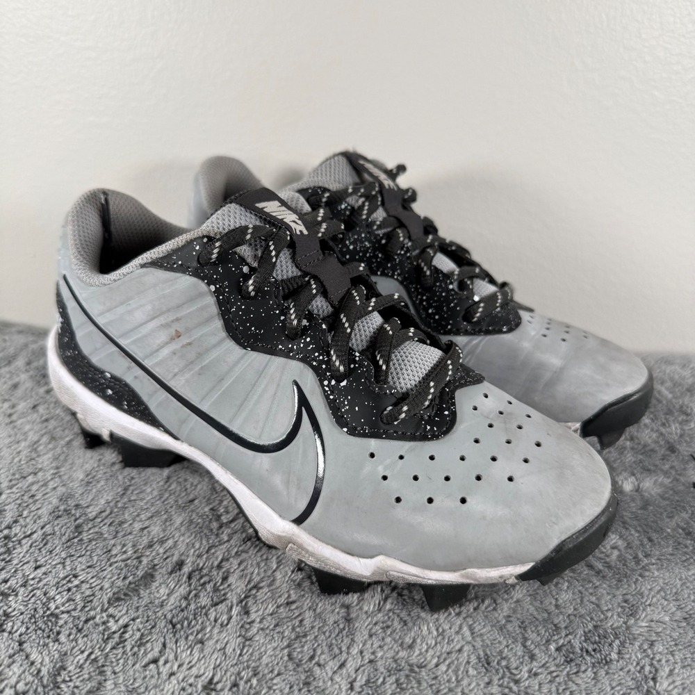 Nike Alpha Huarache 4 Keystone Kids 2Y Grey Black Baseball Cleats CV6525-004